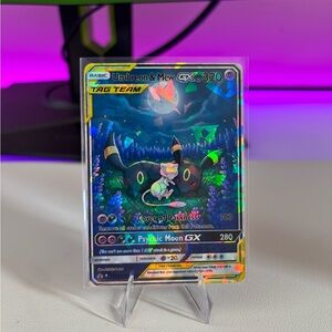 Custom Design Umbreon & Mew GX Fractal Glass Holo Finish NON TCG